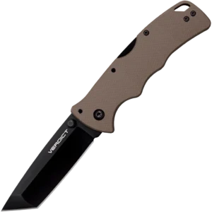 Cold Steel Verdict AUS10A Tanto Point Black DLC Finish FDE G-10 Handle