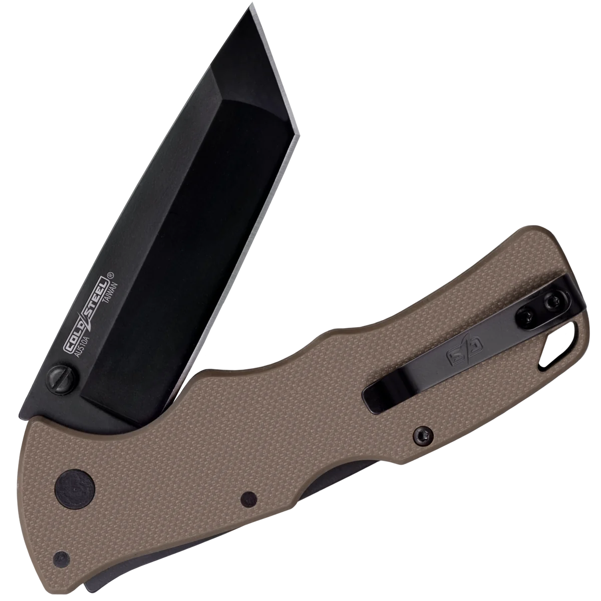 Cold Steel Verdict AUS10A Tanto Point Black DLC Finish FDE G-10 Handle - Image 3