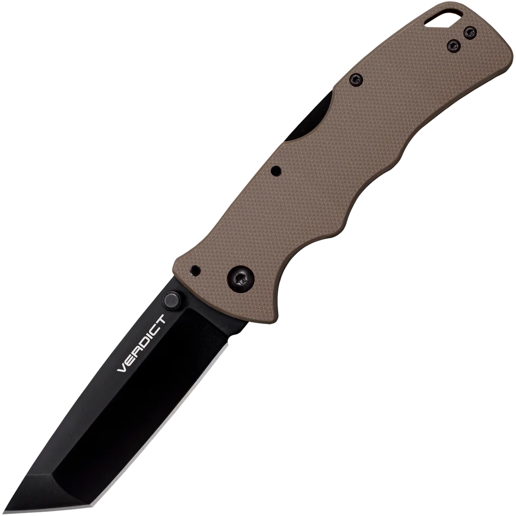 Cold Steel Verdict AUS10A Tanto Point Black DLC Finish FDE G-10 Handle
