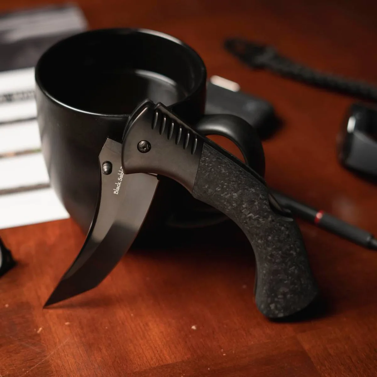 Cold Steel 60 Series Black Sable Lockback Knife - Black Carbon Fiber - Image 8