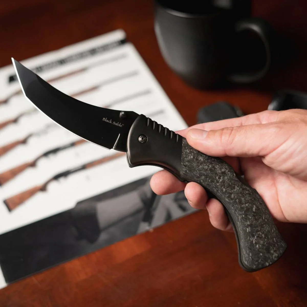 Cold Steel 60 Series Black Sable Lockback Knife - Black Carbon Fiber - Image 9